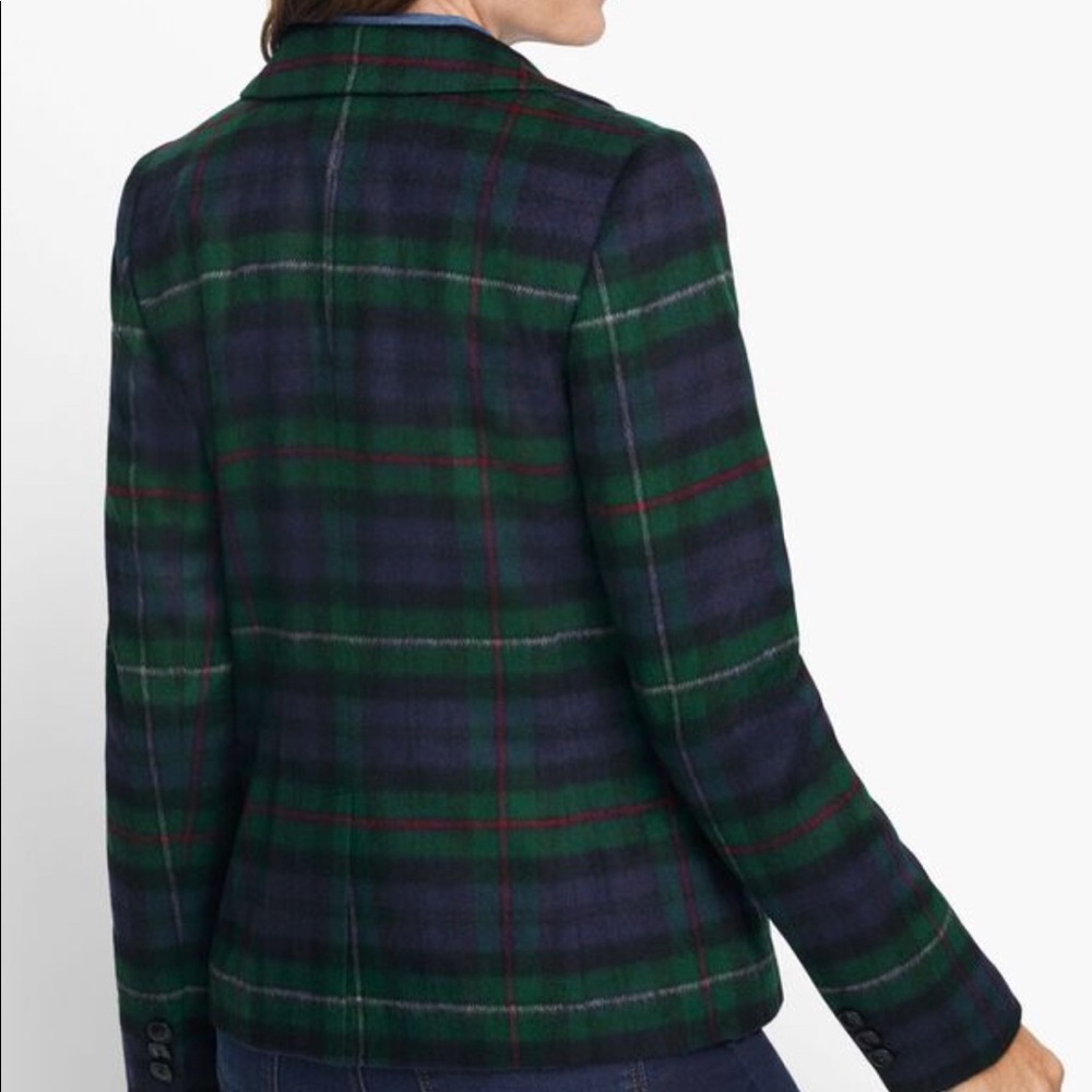 TALBOTS Plaid Blazer Jacket Wool Blend Button Front Size 12 NWOT Preppy Office - Picture 6 of 10